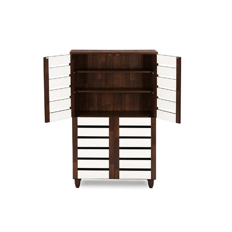Baxton Studio Gisela Oak and White 2-tone Shoe Cabinet With 2 Doors Baxton Studio Gisela Oak and White 2-tone Shoe Cabinet With 2 Doors