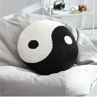 Mainstays 16 Inch x 16 Inch Yin-Yang Decorative Pillow (Black and White)