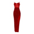 thumbnail image 5 of FcBaudy Camisole Sans Manches Robe Col en V, Robes d'Été pour Femmes, Robes pour Femmes Robe Fendue Irrégulière en Maille Solide Robe Col en V pour Femmes, 5 of 5