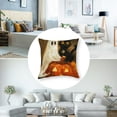 thumbnail image 5 of Facannap Ghost Cat Pumpkin Halloween Short Plush Pillow Cover Set of 2 Zipper Closure Aesthetic Decorative Set of 2 12x12in, 5 of 7