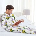 thumbnail image 6 of Xecao Lavender Flowers Print Pajamas Set Mens Pajamas Long Sleeve Loungewear Two-Piece Sleepwear Button-Down Pjs Set,2PJS-Medium, 6 of 7