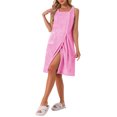 thumbnail image 4 of INSPIRE CHIC Women's Shower Wrap Bath Towel Robe Strap Wearable Button Sleeveless Dress with Snaps Pockets Spa XL Rose Pink, 4 of 6