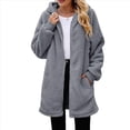 thumbnail image 2 of Sudadera con Capucha Larga y Holgada de Felpa con Cremallera para Mujer, Otoño e Invierno Gris Oscuro XXL, 2 of 8