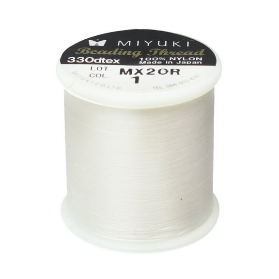 Miyuki Beading Thread – Pre-Waxed Nylon String for Stringing Projects, 50 Meter/55 Yard Spool, White Color, .2mm Diameter, Made in Japan