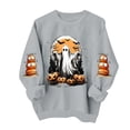 thumbnail image 5 of Jsaierl Halloween Sweatshirts Women Spooky Ghost Graphic Pullovers Fall Work Crewneck Long Sleeve Sweater Tops Halloween Party Supplies, Sizes S-2XL, 5 of 6