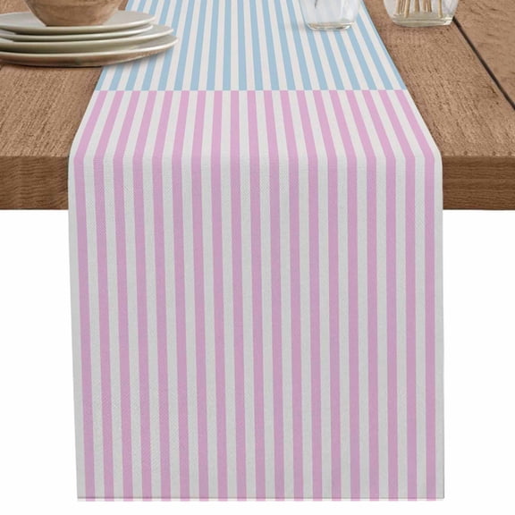 nqOlkjepod Colorful Stripe Table Runner 72 Inches Long Farmhouse Dress Scarves, Modern Pink Purple Blue Vertical Striped Dining Tablerunner for Coffee Table/Kitchen Island/Party Décor, 16" x 72"