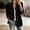 Black women plus size ruffle coat a1, variant on Women's Plus Size Fall Winter Ruffle Coat Button Down Open Front Blazer Casual Basic Solid Elegant Jacket, Black 3XL