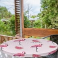 thumbnail image 2 of Ambesonne Tropical Emoji Fitted Round Tablecloth, Watermelon Flamingo, 45"- 56" Diameter, Soft Pink Fern Green, 2 of 5