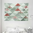 thumbnail image 1 of Grey Decor Tapestry, Abstract Geometric Theme Retro Illustration of Triangles Trees Print, Wall Hanging for Bedroom Living Room Dorm Decor, 80W X 60L Inches, Coral and Reseda Green, by Ambesonne, 1 of 2