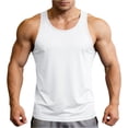 thumbnail image 2 of Men's U-Neck Tank Top for Fitness and Bodybuilding, Solid Color Blank Sleeveless Vest for Summer Training, Workout Base Layer Gym T-Shirt White 2XL, 2 of 8