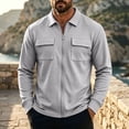 thumbnail image 2 of TOUMENY Men Zip Up Jacket Casual Lightweight Slim Fit Collared Long Sleeve Coat with Pocket Outdoor Travel Spring Fall Winter Jackets for Men Gray L, 2 of 7