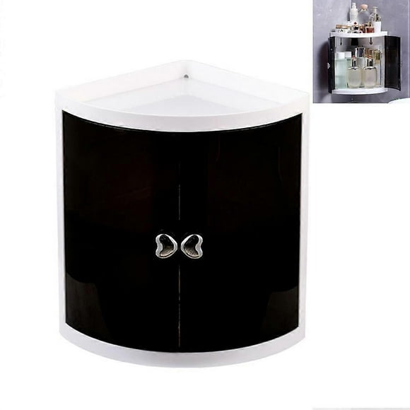 Dustproof Corner Cabinet for Bathroom, Kitchen; Waterproof Plastic Organizer, Multi-purpose Rotating Triangle Shelf Keeps Your Spaces Neat and
