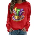thumbnail image 2 of Xuyuer Women's Carnival Printed Long Sleeved Round Neck Mardi Gras Sweatshirt Carnival Outfits Women Carnival Sweatshirts Fat Tuesday Fashionable Pullover Tops, 2 of 6
