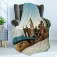thumbnail image 4 of Cincinnati Soft Flannel Fleece Throw Blanket, Painting Like Picture Citylife Evening Panoramic Gorgeous Illustration Print, Cozy Plush for Indoor and Outdoor Use, 50" x 70", Multicolor, by Ambesonne, 4 of 5