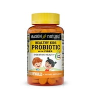 Mason Natural Healthy Kids Probiotic with Fiber, Supports Digestive Health , Fibersol 1000 mg, 60 Chewables