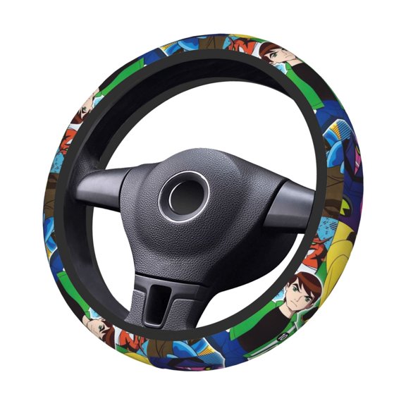 Ben-10 Steering Wheel Cover Elastic Stretch Breathable Vehicle Steering Wheel Protector Car Interior Accessories