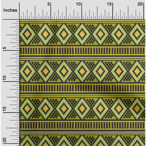 oneOone Viscose Chiffon Fabric Argyle Flame Stitch Print Fabric BTY 42 Inch Wide