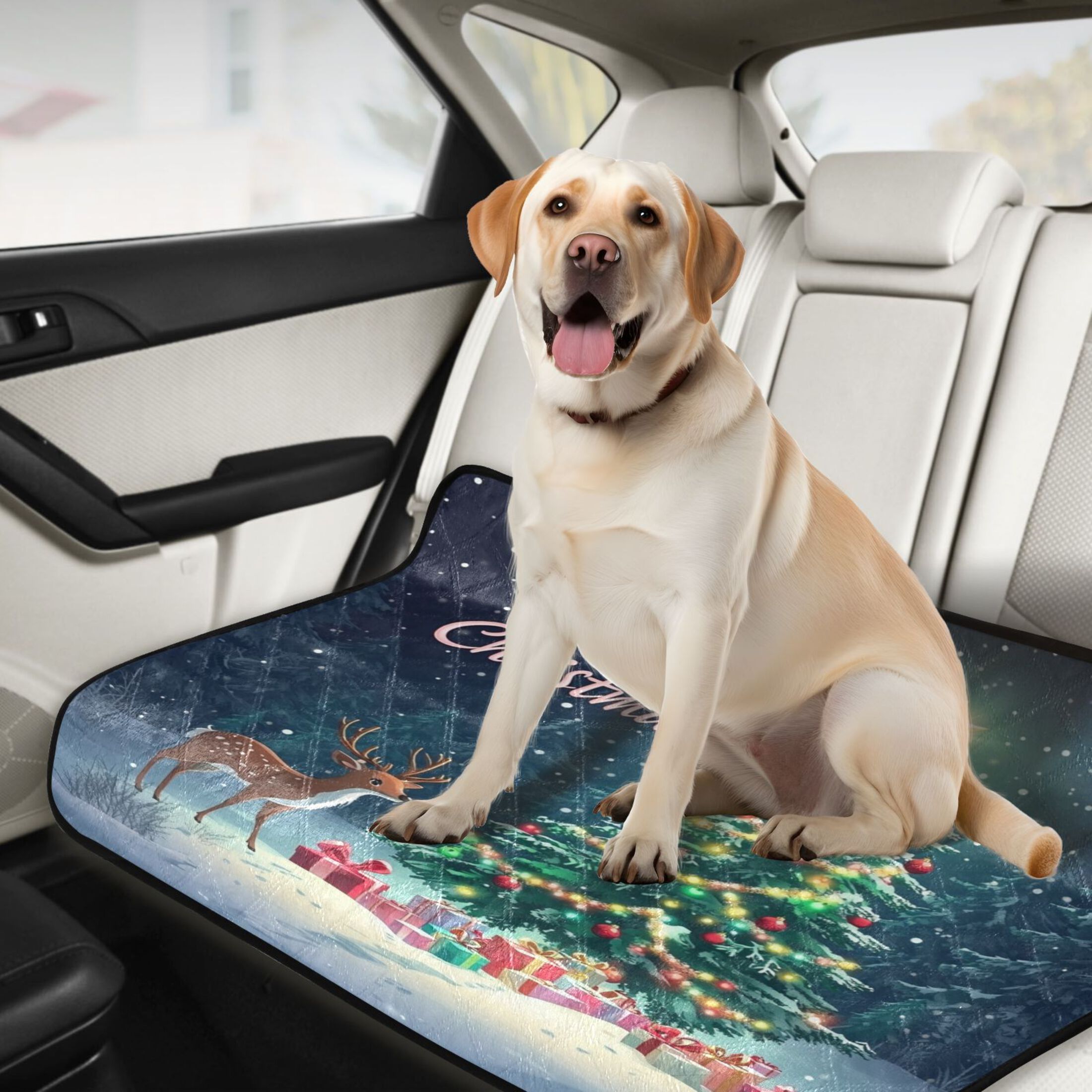 Washable Pet Pee Pads with Super Absorbent Reusable Training Pads for Dogs & Cats Christmas Rree Decorated with Colored Lights