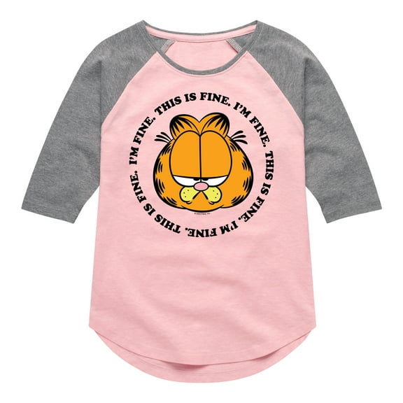 Garfield - I'm Fine This Is Fine - Toddler & Youth Girls Raglan Graphic T-Shirt