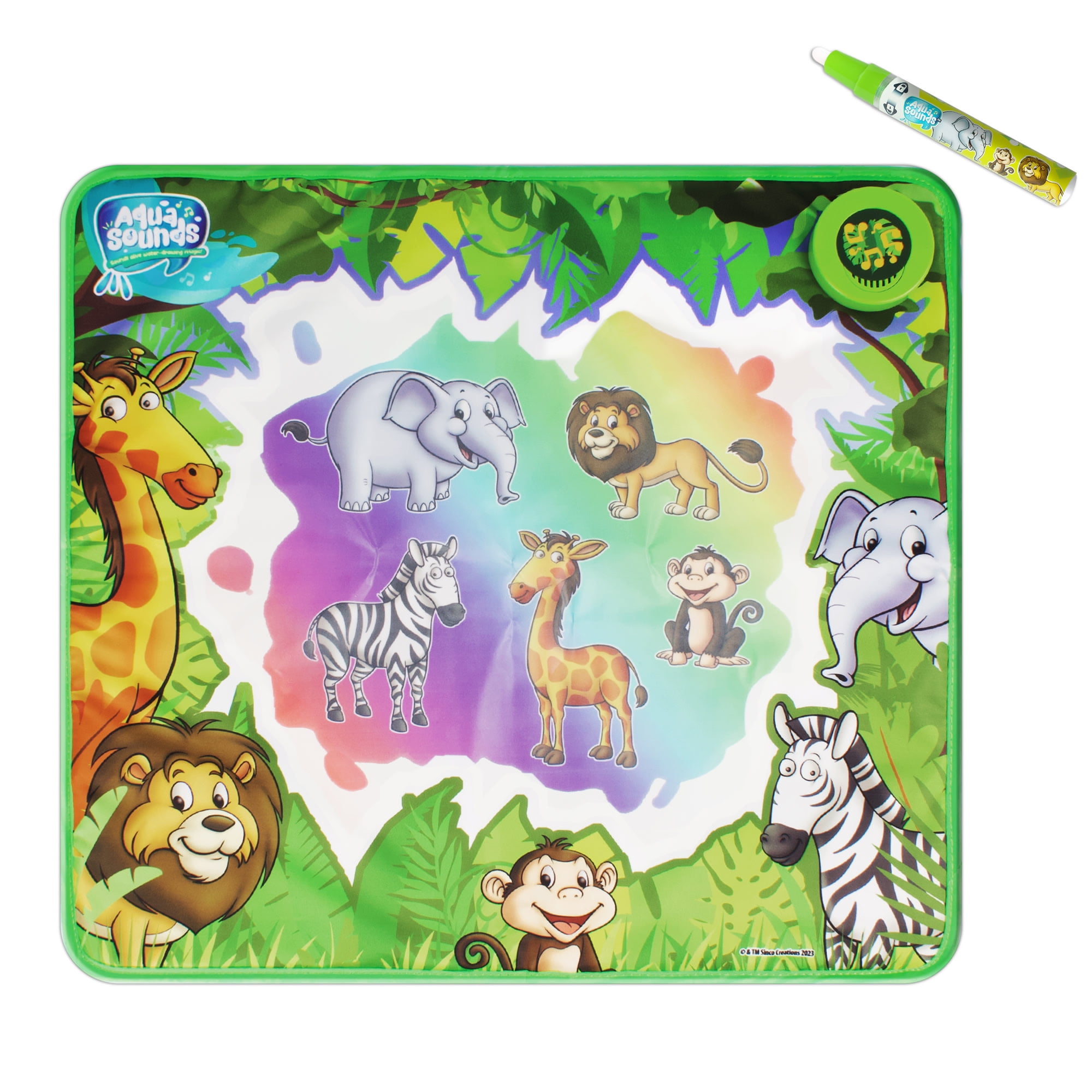 Aqua Sounds Magic Mat: Jungle Adventure - Water Drawing, Character & Scene Reveal, Makes Sounds While You Scribble, Chunky Water Pen, Kids Ages 2+
