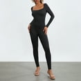 thumbnail image 5 of Douhoow Women Yoga Jumpsuits Long Sleeve Square Neck Ankle Length Bodycon Romper Fashion Skinny Playsuits, 5 of 9