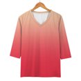 thumbnail image 6 of Yigetop Womens Tops Casual, Womens Tops 3/4 Sleeve Print Plain Travel Cute Tops V Neck Slim Fit Half Sleeve Tshirts Shirts Blouse Quarter Sleeve Tops for Women orange 2XL, 6 of 7