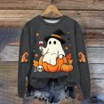 thumbnail image 4 of Duqingm Halloween Sweatshirts for Women Casual Crewneck Pullover Cute Funny Ghost Graphic Sweater Pullover Top,3XL, 4 of 6