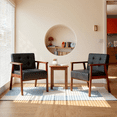 thumbnail image 2 of Gewnee PU Accent Chair with Cedar Legs, High-Density Seat, for Living Room Bedroom，Black, 2 of 14