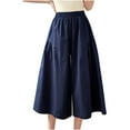 thumbnail image 2 of Tbopshirt Pants for Women Plus Size Women's Elastic Waist Solid Color Double Pocket Wide Leg Pant Skirt Suspended Cropped Pants Loose Causal Pants, 2 of 5