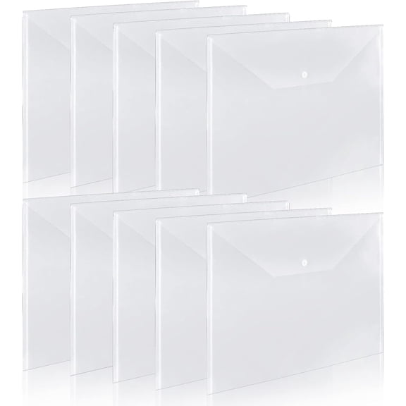10 Pieces 11x17 inch  Size Document Folder Organizers with Snap Closure Clear Snap Closure File Folder Folder Poly Oversized Envelope File Folder Closure Plastic Folders for Office School Home