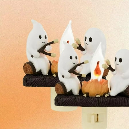 

ZHAOJ005 2024 Ghost Campfire Flickering Night Light Ghosts Campfire Flicker Flame Halloween Nightlight LED Small Electric Faux Campfire Night Light Spooky Fire Night Light Halloween Gifts (2PCS)