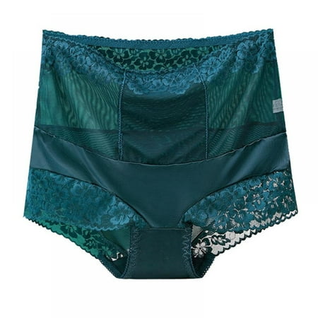 

Baywell Women Sexy Lace Underwear Briefs Plus Size Lace Panties High Waist Hipster Panties Dark Green L-XXL