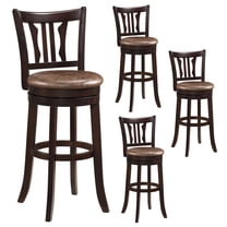 Gymax 30'' Bar Height Swivel Bar Stools Set of 4 w/Back & Faux Leather Seat