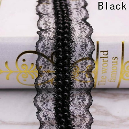 KABOER Wide Black And White Pearl Lace Fold Lace DIY Clothing Wedding Square Lace Curtain (Best Pocket Square Fold For Wedding)