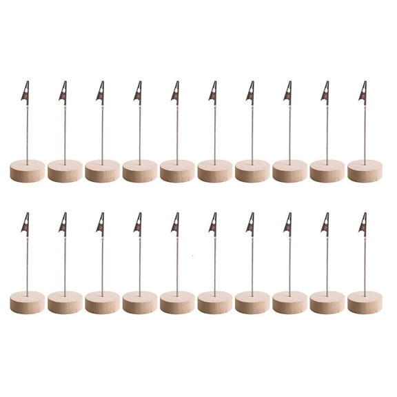 Ywmsfl 20 Pcs Photo Holder with Clips Wood Photo Stand Note Holder Place Card Holder
