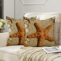 Coastal Starfish Pillow Covers, Set of 2, 18x18", Outdoor Pillow Covers, Beach Themed Throw Pillow Covers for Couch, Rustic Farmhouse Style Decorative Pillow Covers