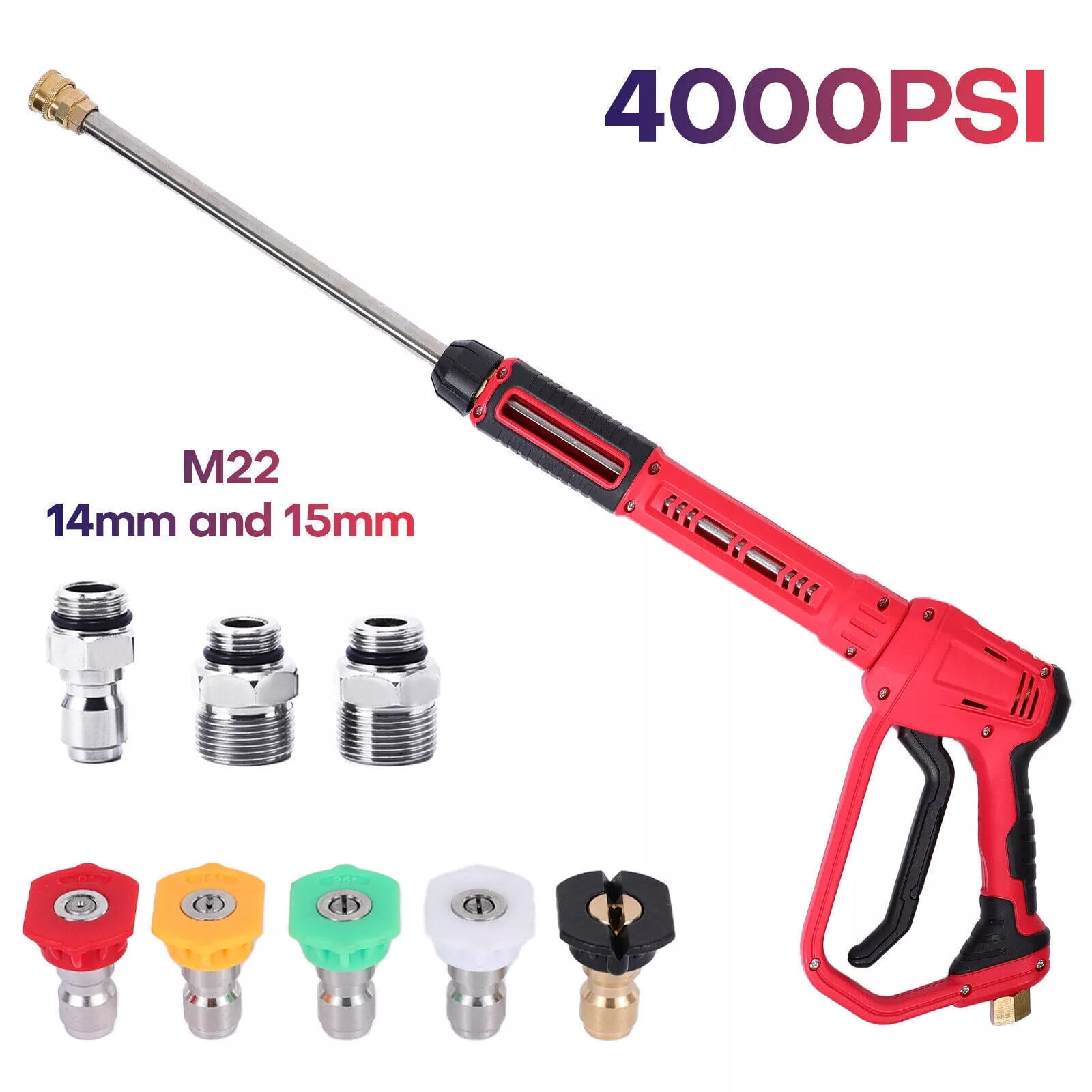 High Pressure 4000PSI Car Power Washer Gun Spray Wand Lance Nozzle and Hose Kit
