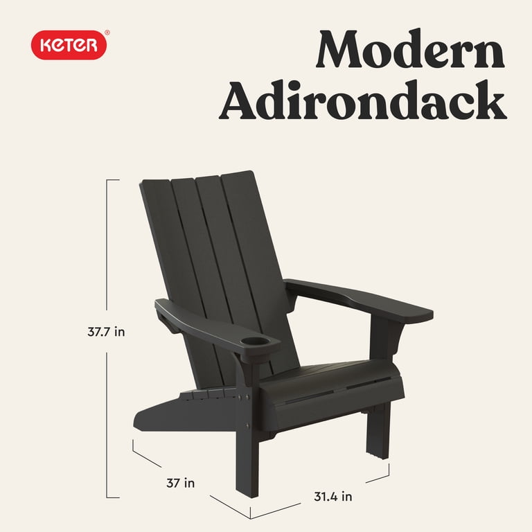 Keter Modern Adirondack Resin Outdoor Furniture Patio Chairs with