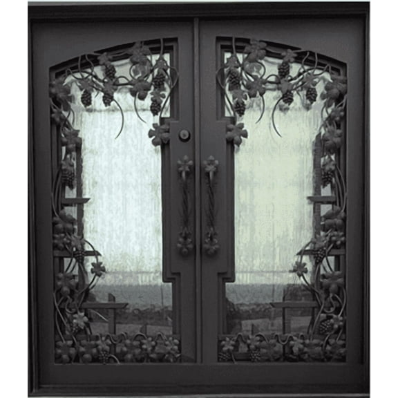 Iron Double Doors with Grapes and Vines Design