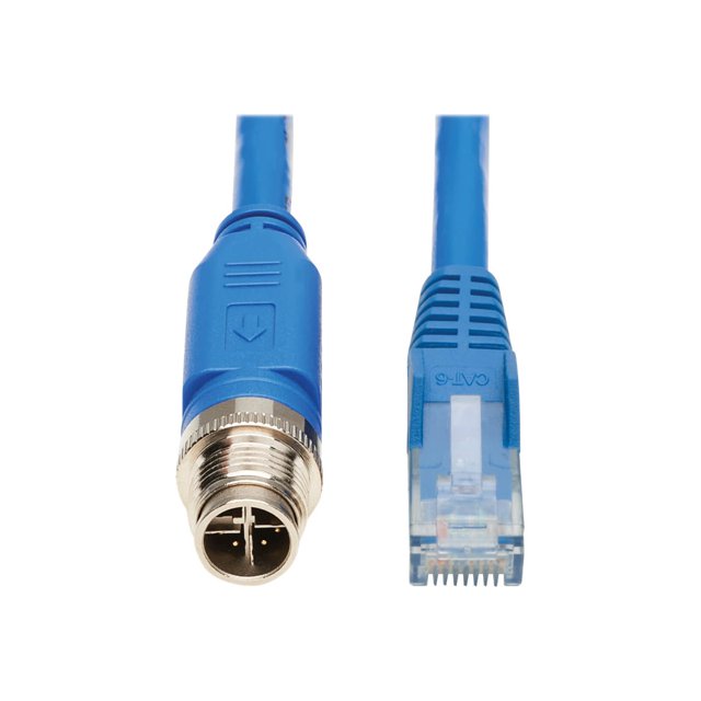 Eaton Tripp Lite Series M12 X-Code Cat6 1G UTP CMR-LP Ethernet Cable (M12 M/RJ45 M), IP68, PoE, Blue, 10 m (32.8 ft.) - Network cable - 8 pin M12-X (M) to RJ-45 (M) - 33 ft - UTP - CAT 6 - snagless - blue