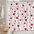 thumbnail image 2 of Heart Shower Curtain Valentine''s Day Red Heart Dot Striped Sweet Love Romantic Women Bathroom Decor Curtain with Hooks,71" Wx71 H, 2 of 6