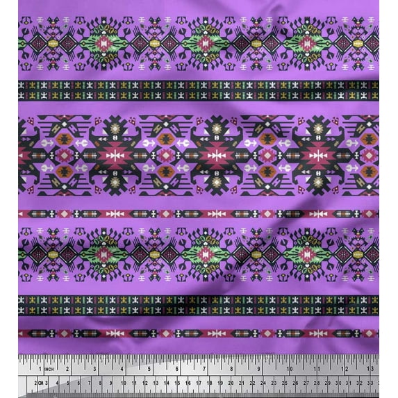 Soimoi Satin Silk Fabric Aztec Southwestern Fabric Prints by Yard 42 Inch Wide