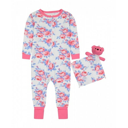 

Sleep On It Infant Girls English Rose Zip-Front Coverall Pajama - White (Sizes 12M-24M)