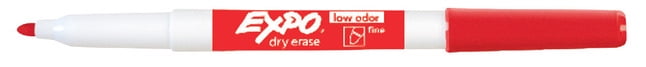EXPO Low Odor Dry Erase Marker, Fine Tip, Red, Pack of 12