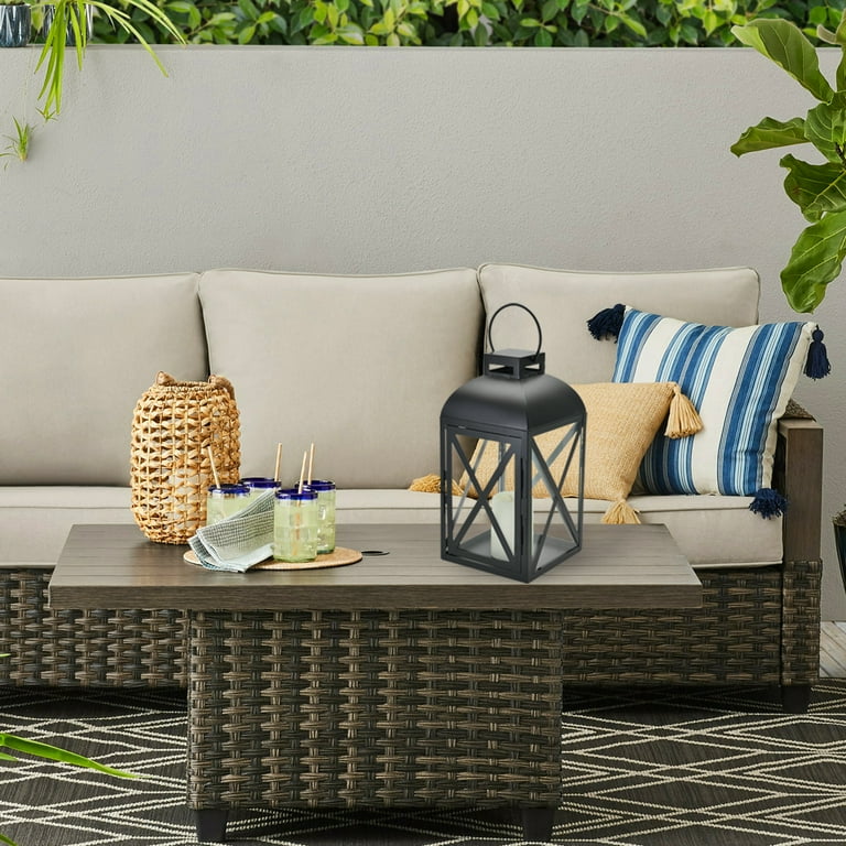 高級品市場 Mainstays Decorative Black Metal Pillar Candleholder Lantern フロアスタンド