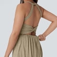thumbnail image 6 of JULMCOMO Jumpsuits for Women Scoop Neck Cross Back Casual Overalls Sleeveless Elastic Waisted Summer Harem Pants with Pockets Khaki M, 6 of 7
