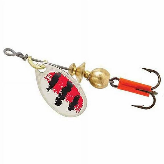 Mepps Aglia Plain Treble Hook Inline Spinner, 1/8 oz, Silver Red Black Stripe