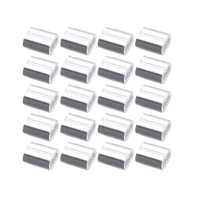 100pcs 1/8 Inches 3MM Wire Rope and Cable Aluminum Crimping Loop Sleeve Steel Rope Joint Aluminum with Double Holes