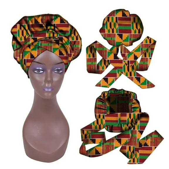XIAOHUAGUA African Print Hair Bonnet Turbans Head Scarf Headwraps for Women Sleeping Ankara Hair Wrap Cap
