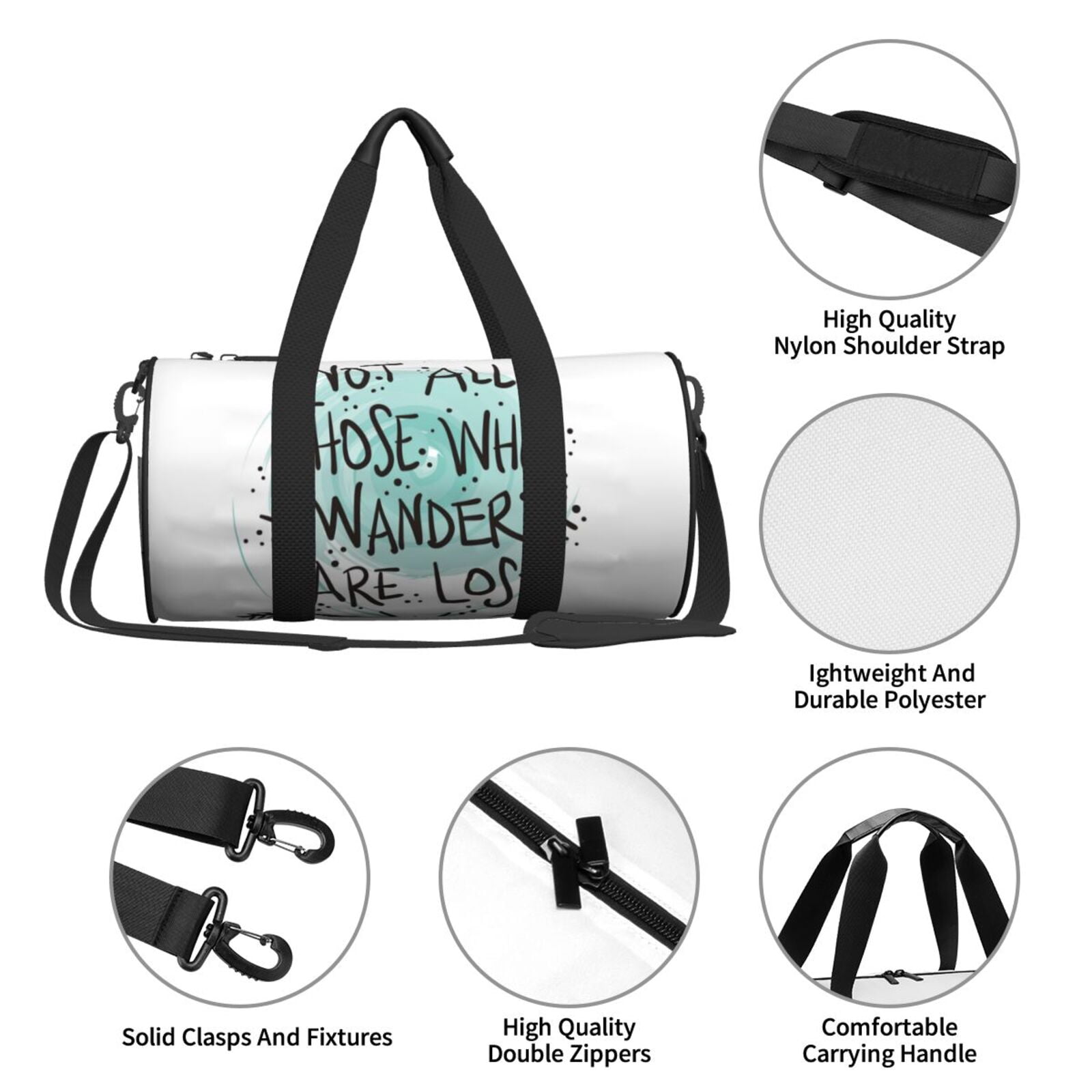 Vsdgher Not All Who Wander Are Lost1 45L Foldable Duffel Bag, Sports Gym Bag,Overnight Bag, Portable Weekender Bag for Airplanes